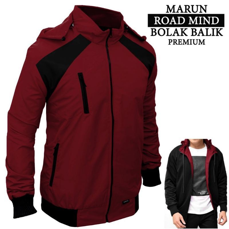 JAKET BOLAK BALIK 2IN1 JAKET PARASUT ROAD MIND PREMIUM PARASIT JAKET KOMBINASI CEWEK COWOK