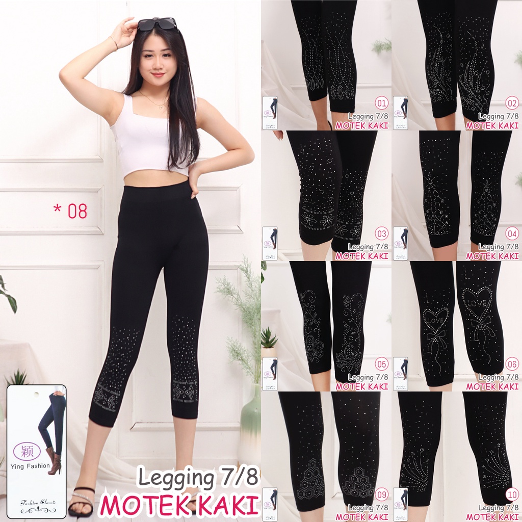 Legging Motek Kaki PENDEK / Motek Pendek / Legging pendek wanita / legging import / legging fashion / legging motek kaki wanita / legging hitam / legging wanita / ying fashion