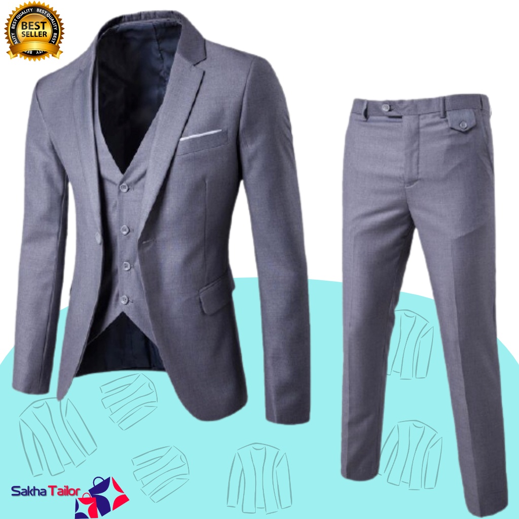 Setelan Jas Pria - Stelan Jas Pria, Setelan Jas, Setelan Blazer, Jas Pria - Slim Fit, Formal, Pengan