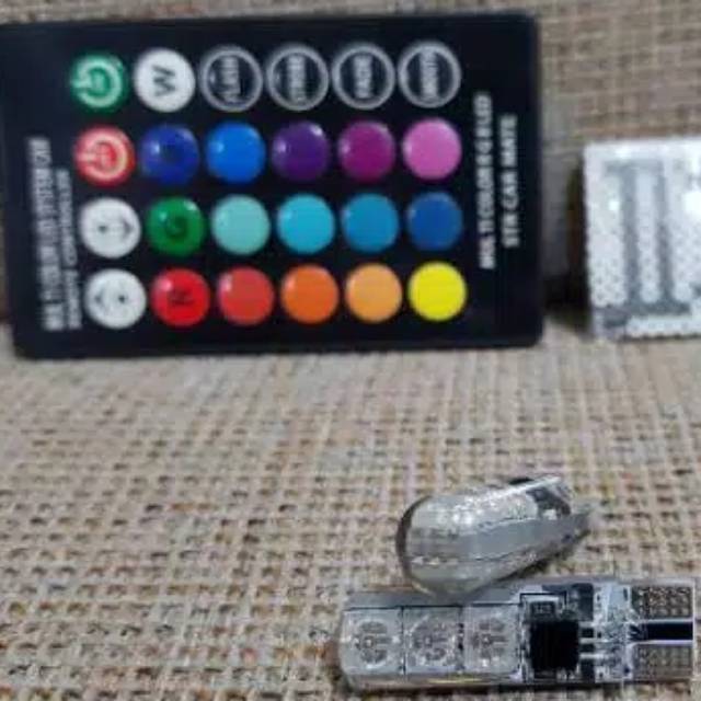 Lampu senja warna remot T10 RGB