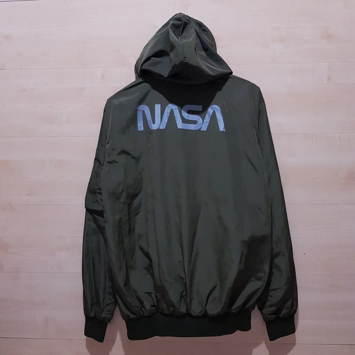 JAKET BOMBER HERON PRESTON X NASA LOGO OLIVE - M