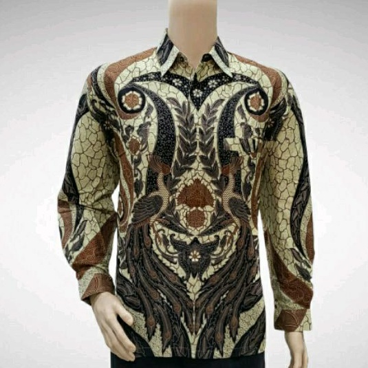 Kemeja Batik Pria Lengan Panjang Jumbo Big Size 4L-5L Hem Baju Batik Murah Seragam ZR