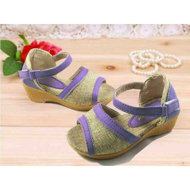 Wedges Shoes Purple sepatu sandal fashion anak perempuan dengan heels