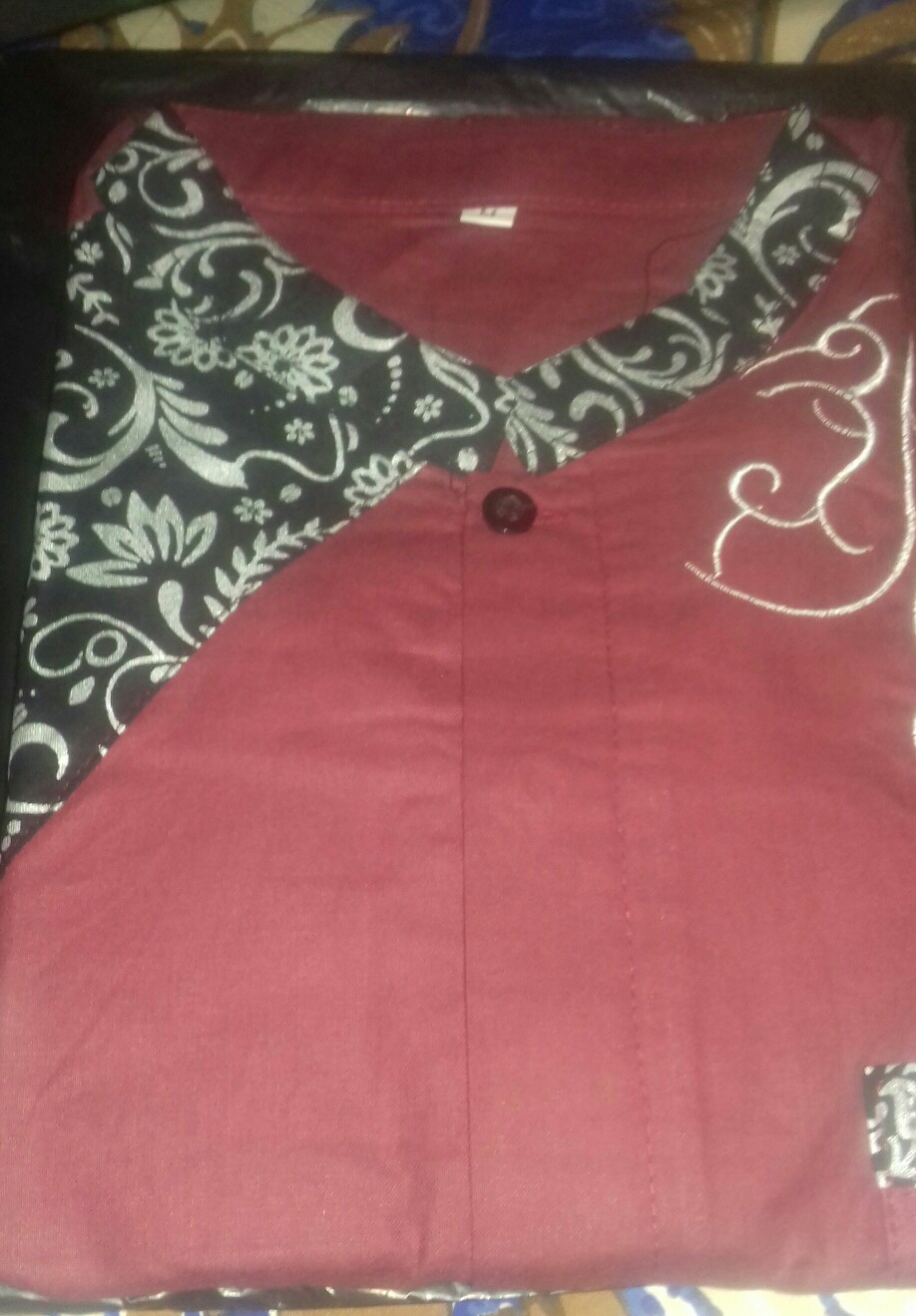 New Murah Batik Kemeja Hem Pria Motif Prada Kombinasi Merah Baju Kantor