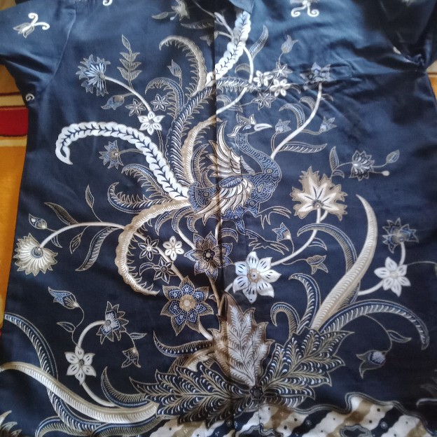 Batik Pria Merak Khayangan Biru Size M - Xxl  Batik Solo Katun Sragenan Full Furing