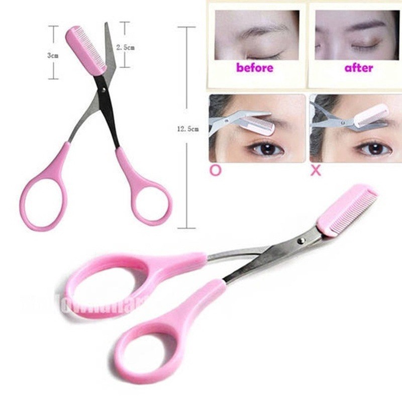 1 Set Makeup Eyebrow 3pcs Forms Women Brow Class Eyebrow Cetakan Pensil Alis Mata Gunting