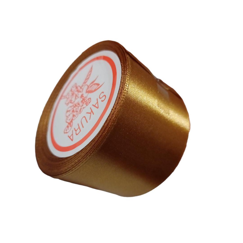 

Pita Satin Coklat Gold Ukuran 2 inch / 5cm Per Roll