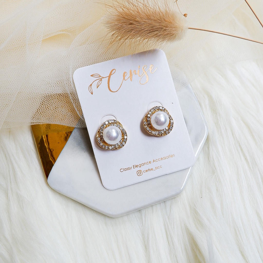 Sylvania Earrings | Anting tusuk mutiara korea emas silver aksesoris wanita cantik mewah stylish