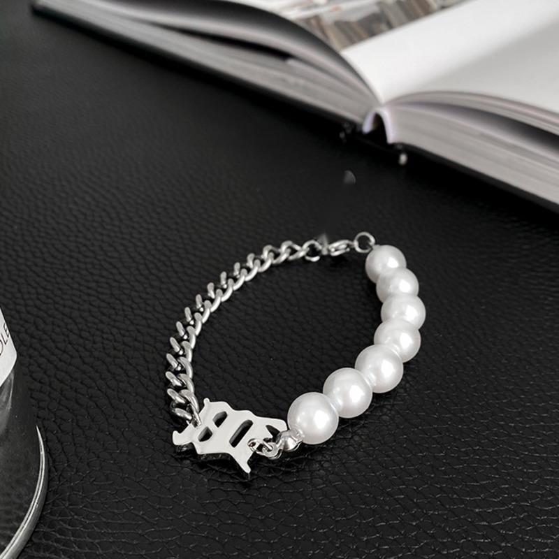 Letter Pearl Stitching Bracelet Accessories Trendy Simple