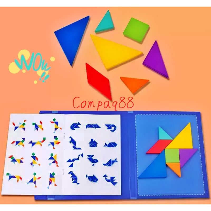 Puzzle Tangram Magnetik Mainan Anak Brain Games Magnetik Puzzle Edukasi