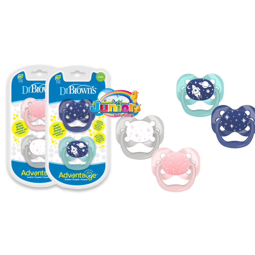 Dr.Brown's Advantage Pacifier Stage 1, Glow in the Dark-Assorted 2pcs