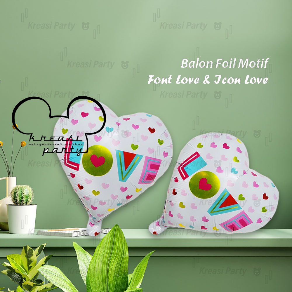 Balon Foil Font Love Icon Love / Balon Love / Balon Motif Heart