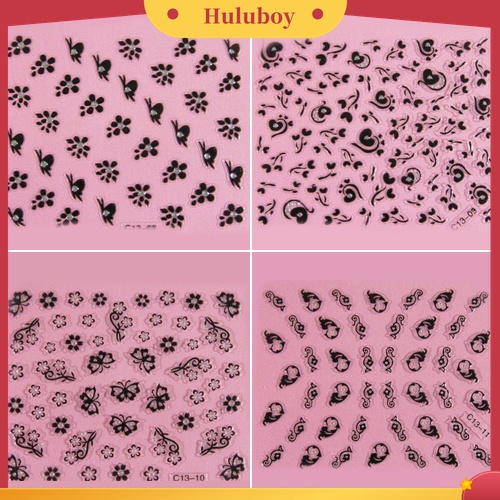 Huluboy Huluboy♡ 50pcs Stiker Kuku 3D Desain Bunga Butterfly Untuk Manicure