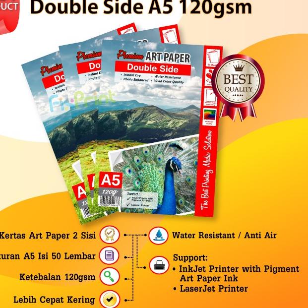 

Premium! Kertas Art Paper 120 gsm A5 isi 50 Lembar, Kertas Foto A5 !!