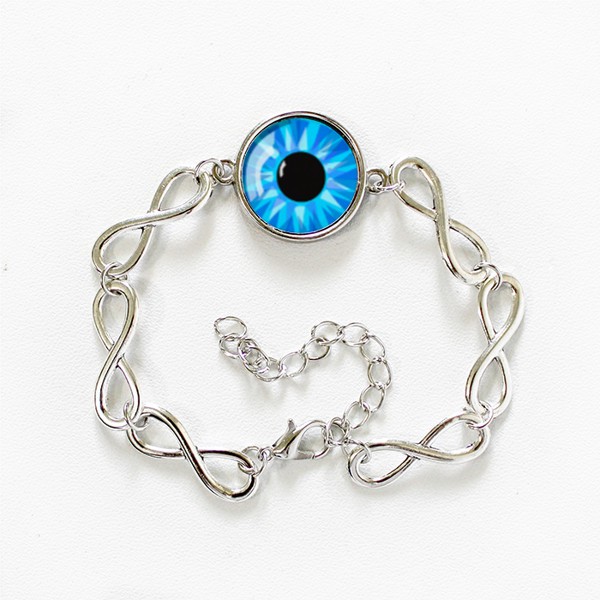 Gelang Liontin Bundar / Gelang Rantai Mata Biru / Aksesoris Antik Unik