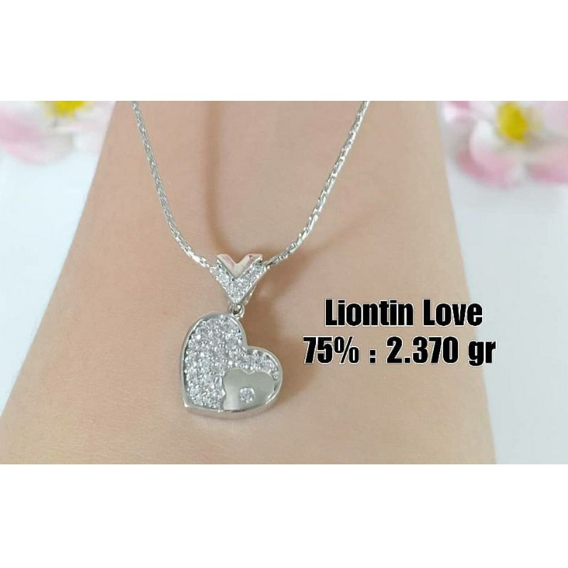 Liontin Love apple emas putih 750