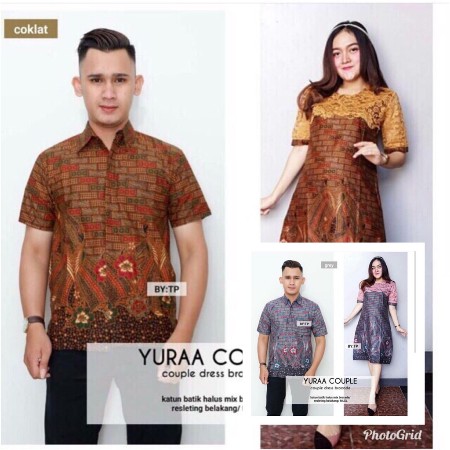 Yuraa Couple  Batik  Dress  Brocade Seragaman Kerja Kantor 