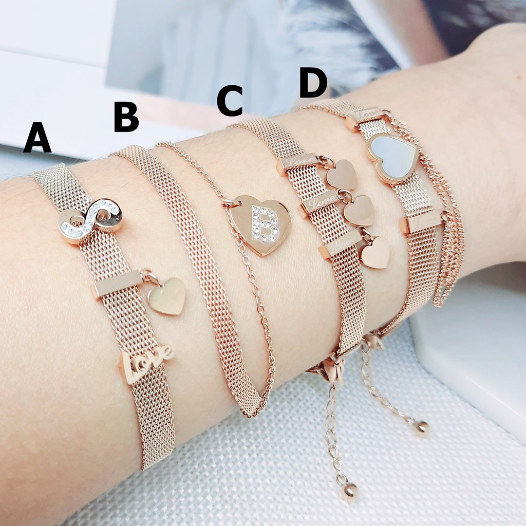 Gelang Layer Titanium Rantai Pipih Jaring Belt Rose Gold - BB558