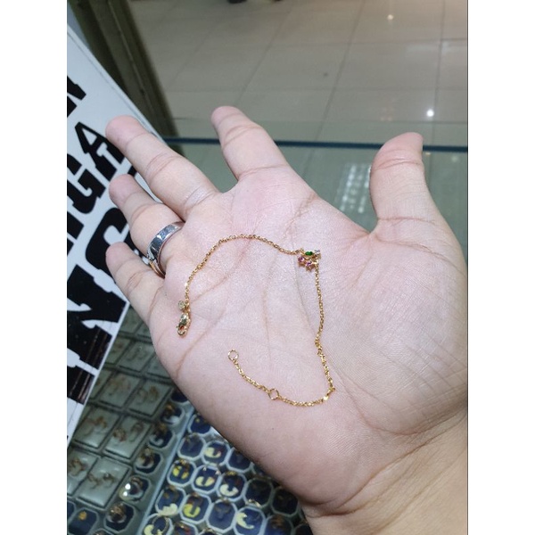 gelang cherry pink nori emas extra rantai