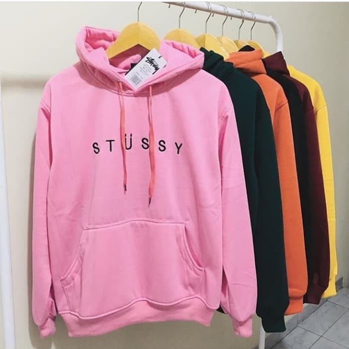 (BIG SALE) Bisa (COD) Hoodie Sweater STUSSY BORDIR Polos Fleece Tebal