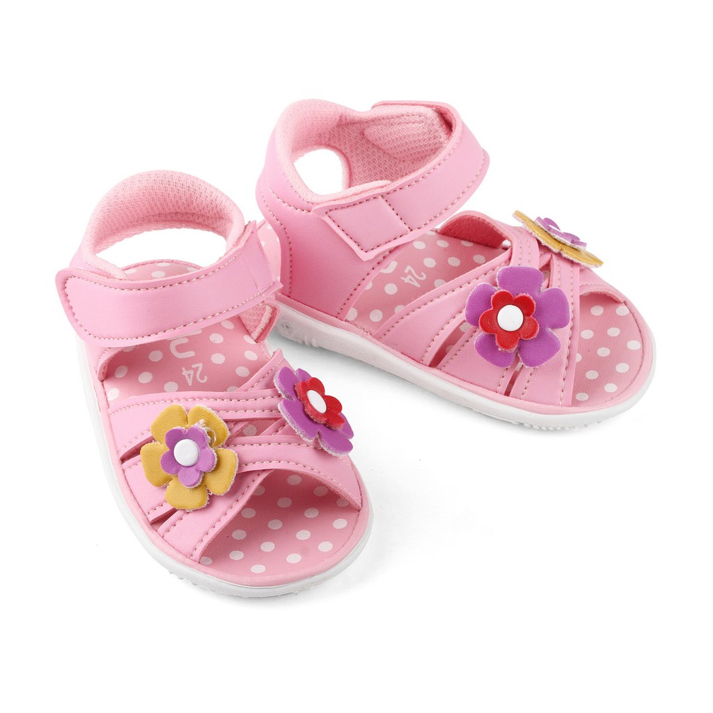 SANDAL ANAK PEREMPUAN 1 TAHUN AKSESORIS BUNGA JB01 PINK