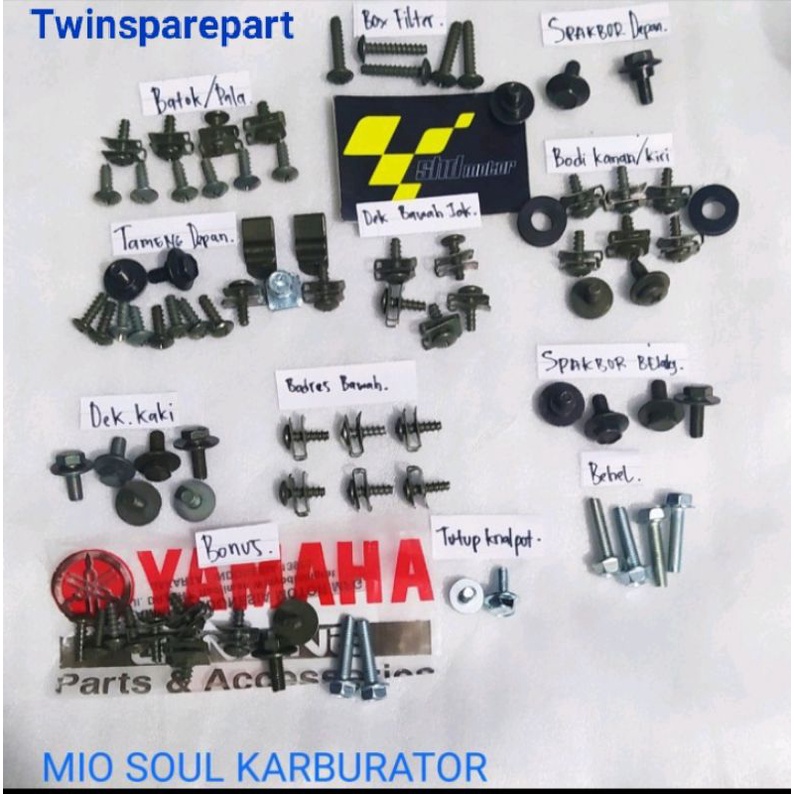 baut full set body Yamaha Mio soul / baut lengkap body Mio soul karbu