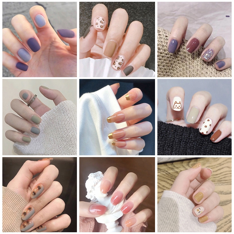 R041-r060 24pcs / box Kuku Palsu Full Cover Untuk Nail Art