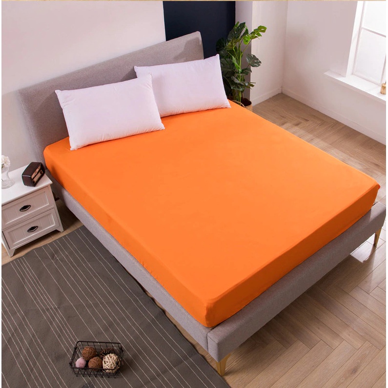 Sprei Waterproof Polos Oren Anti Ompol Anti Air size 90 100 120 160 180 200 WP