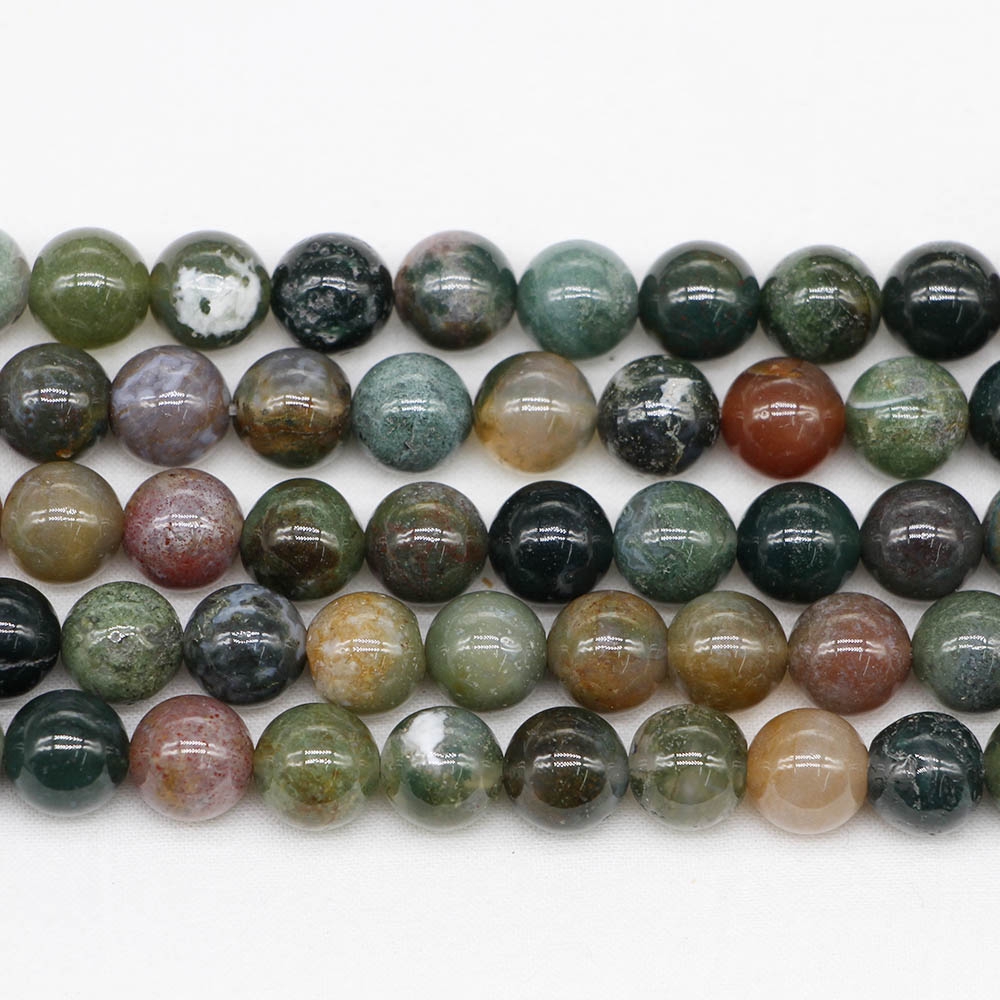 Natural Stone Indian Agate Bead Round Loose Spacer Beads For Jewelry Making Accessories DIY Bracelet Chain 1strinh 4-10mm