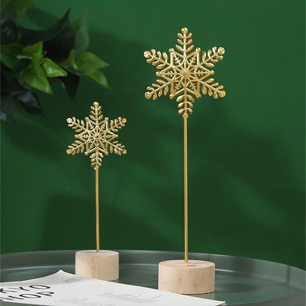 Suyo Ornamen Meja Bentuk Snowflake Warna Emas