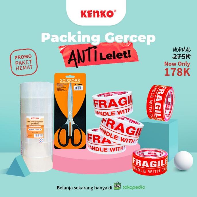 

Paket Bundle Hemat Alat Packing Seller OPP Tape Fragile Tape Kenko