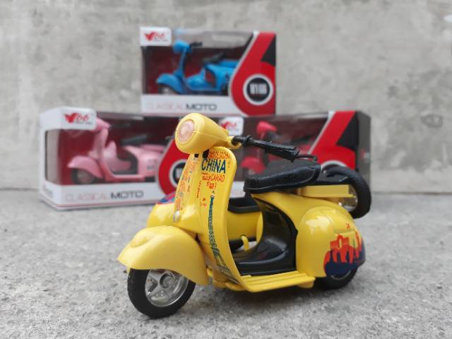 DIECAST MOTOR VESPA SIDE CLASSIC - MINIATUR KLASIK SCOOTER ANTIK