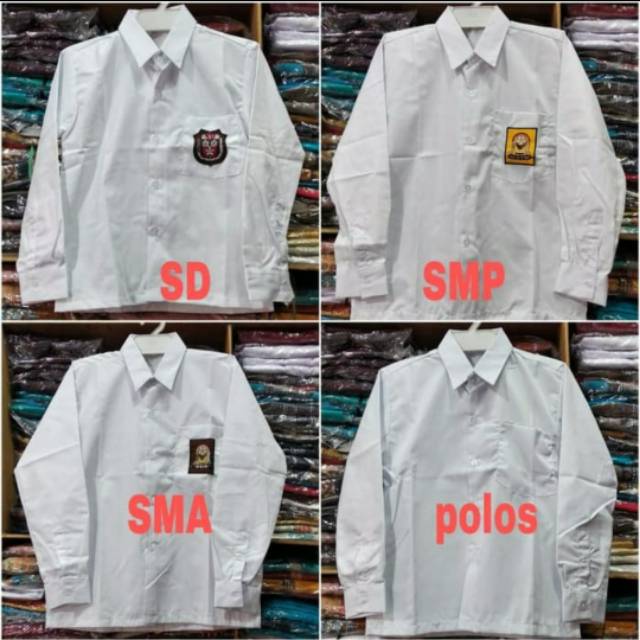 seragam panjang/ kemeja panjang putih sd,smp,sma dan polos