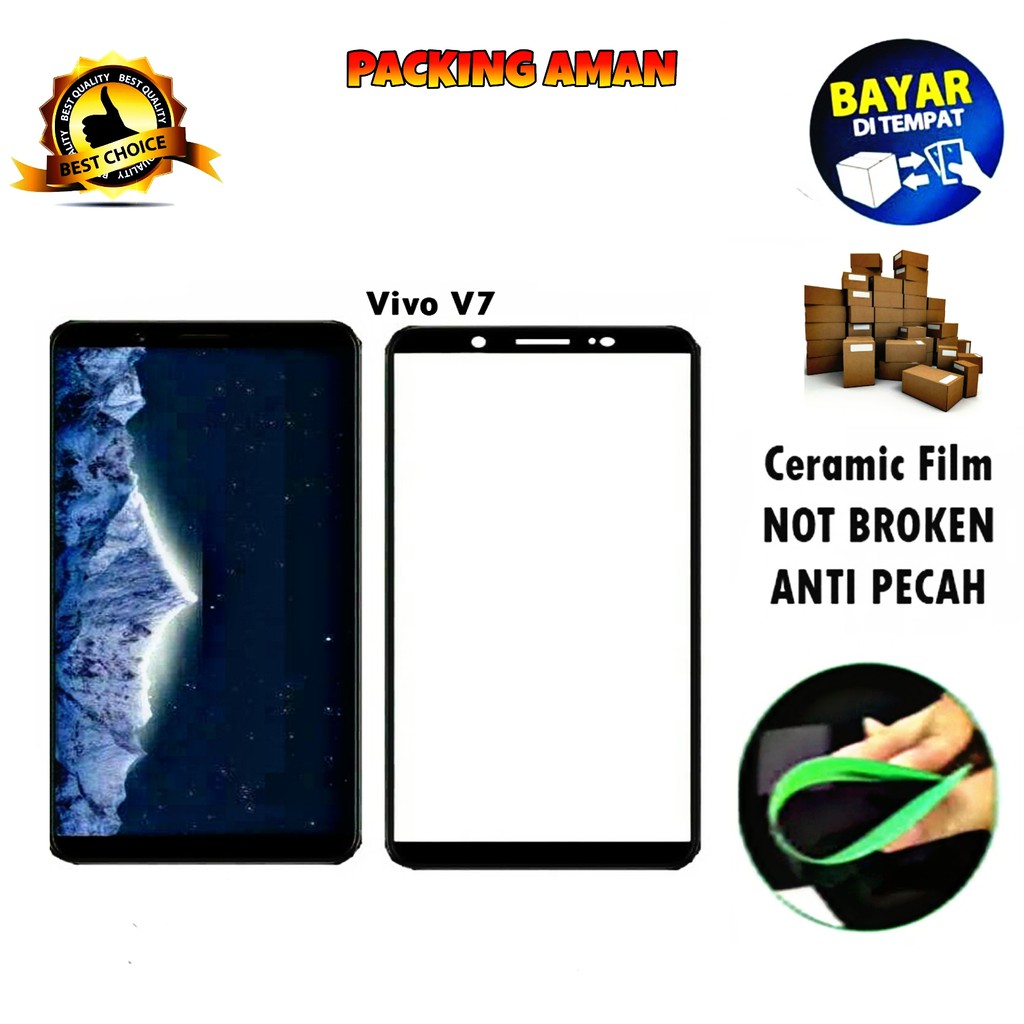 Tempered Glass Vivo V7 Full Cover / Full Screen Ceramic Film Keramik Anti Gores