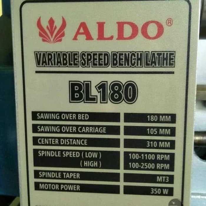 Mesin Bubut Mini ALDO / Variable Speed Bench Lathe ALDO BL - 180 NewORI1056