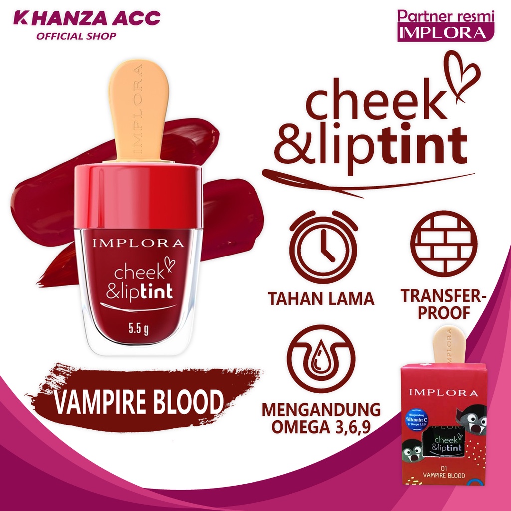 KHANZAACC Implora Cheek and Liptint Original BPOM Lip tint Implora