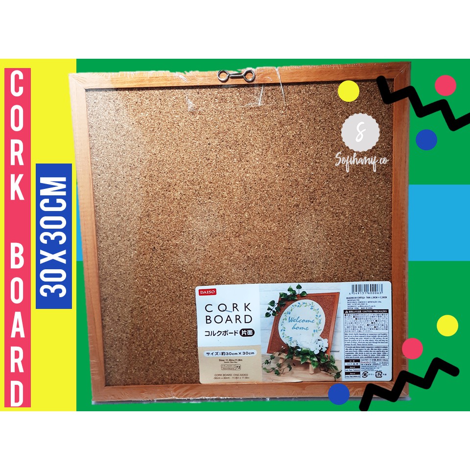 

DAISO Cork board (papan tempel) 30 x 30 cm