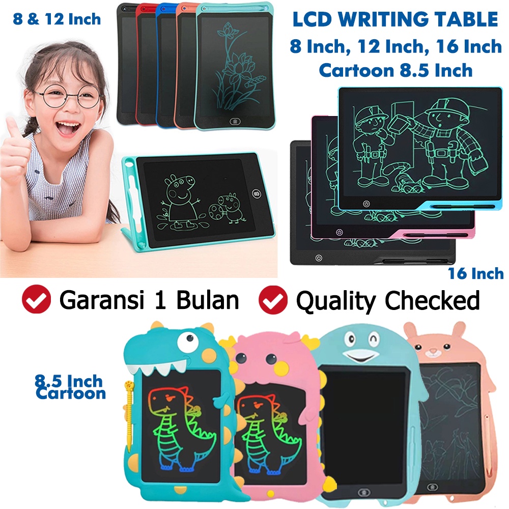 Papan Tulis Untuk Gambar Tulis LCD LED 8.5 | 12 Inch With Stylus Pen / LCD DRAWING WRITING TABLET