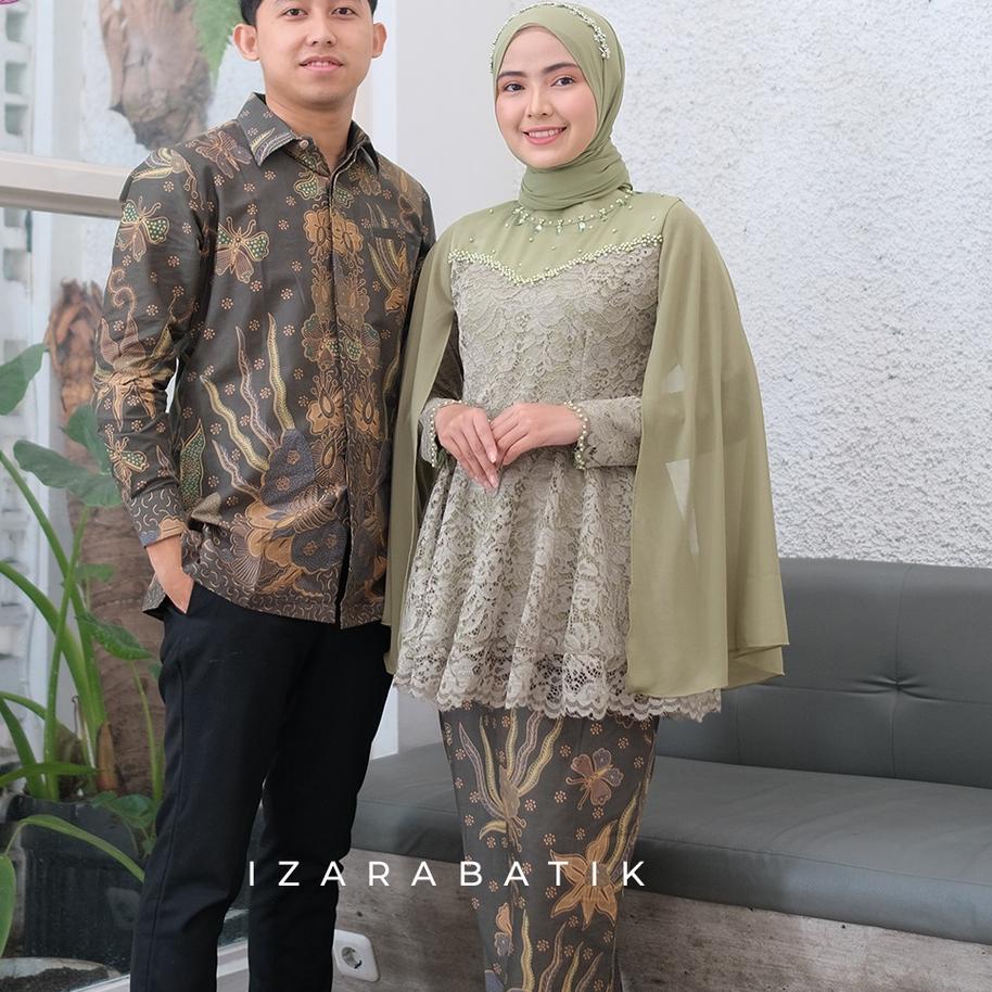 Terlaris Devania Sage Green - Gaun Kebaya Batik Modern