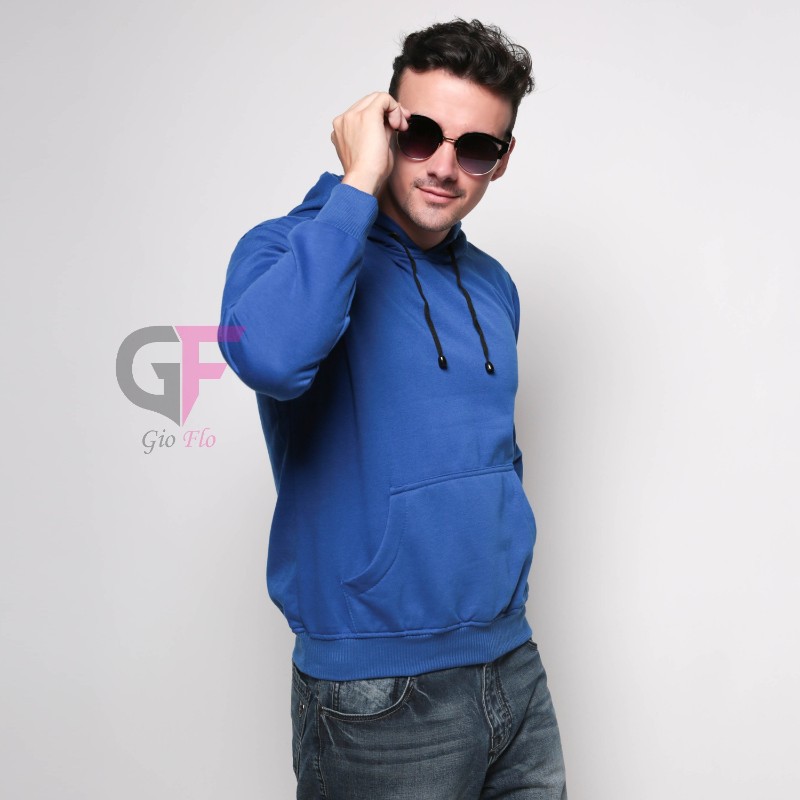 GIOFLO Sweater Fleece Jacket Lengan Panjang Pria Biru / SWE 983