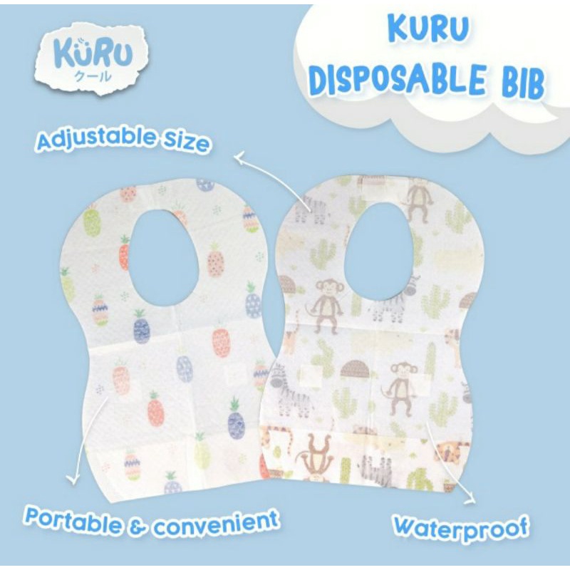 KURU Disposable Baby Bib Sekali Pakai Isi 10 Sheets