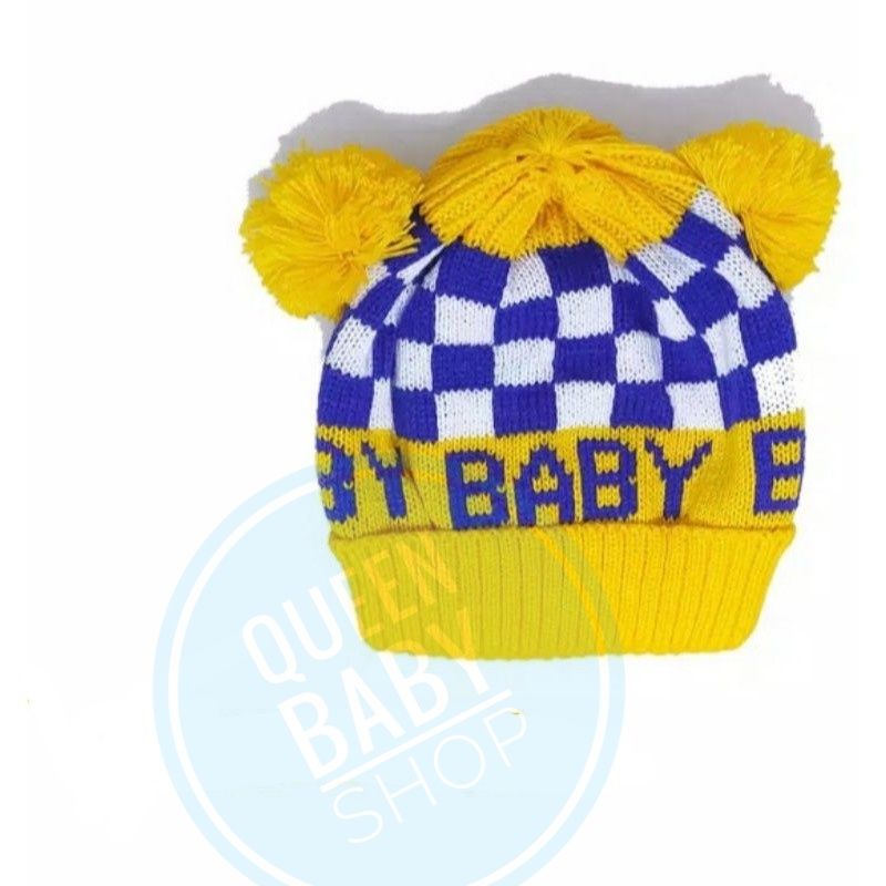 TOPI RAJUT Bayi POMPOM CATUR Topi Bayi Kupluk Bayi Kupluk Rajut Peci Anak Topi Rajut Anak