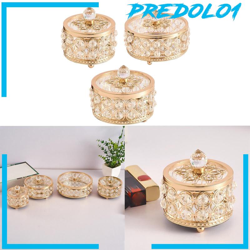 [Predolo1] Crystal Jewelry Box Organizer Trinket Box for Rings Earrings Home