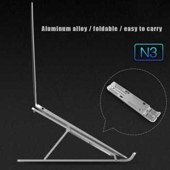 Stand Laptop Macbook Notebook Tablet IPAD Mac Dudukan Lipat Bahan Aluminium Foldable Adjustable 6 Height / Holder Peninggi Penyangga Laptop Universal Portable Foldable Invisible Berkualitas Kuat Tahan Panas Nyaman Penopang Laptop Lipat Standing Murah