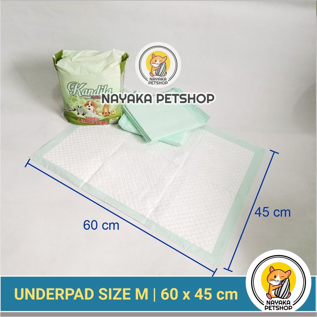 Underpad Kucing Size M 60 x 45 cm Training Pad Perlak Sekali Pakai Alas Kandang Hewan Latihan Kencing Pup Pipis Anjing