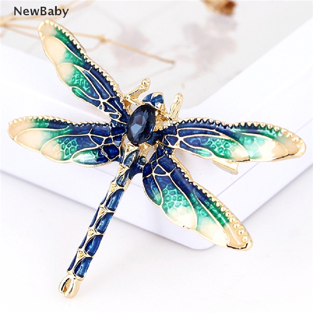 Newbaby Bros Pin Enamel Bentuk Capung Aksen Berlian Imitasi Untuk Hadiah Perhiasan Wanita