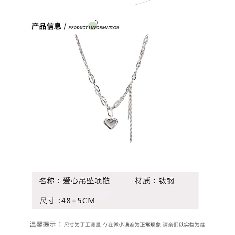 Jepang dan Korea gaya niche desain CINTA liontin titanium steel kalung untuk wanita ins gaya sederha