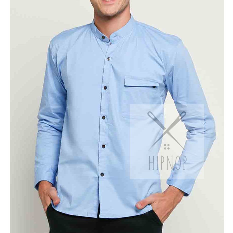 HipNop Kemeja Pria SIZE L Lengan Panjang SlimFit Atasan Pria Formal Kasual Polos Pakaian Cowok MIX