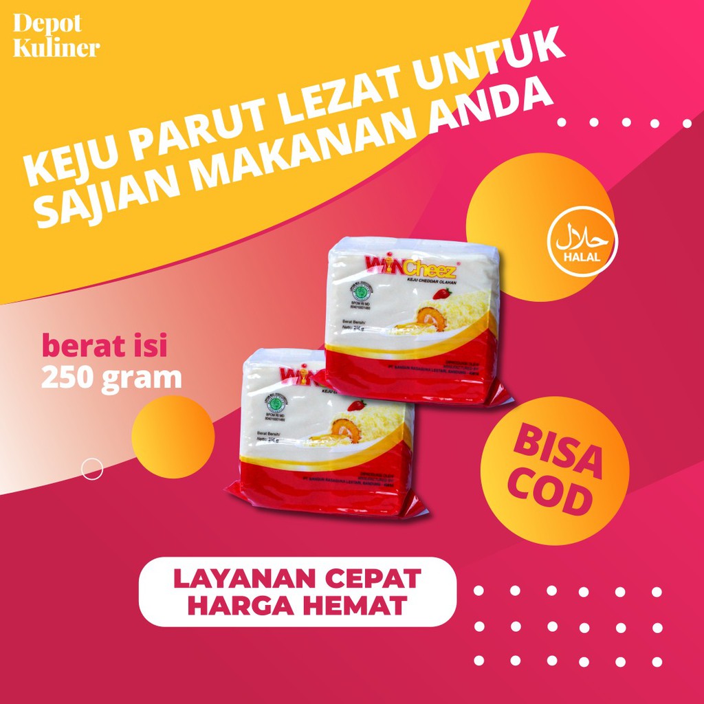 Keju Parut Win Cheese Cheddar 250 Gr