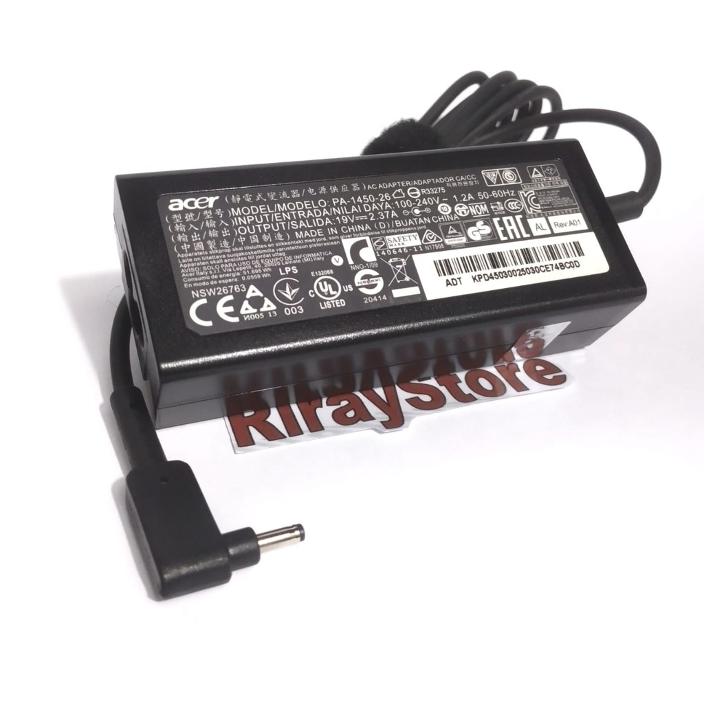 Adaptor Charger Laptop Acer Aspire V3-371 V3-331 R7-371T S7 391 S7 392 V3-372 V3-371 A13-045N2A 19V 2.37A 3mm 45W Original
